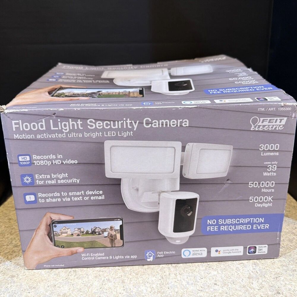 Feit Electric Flood Light Security Camera 1080p HD 3000 Lumen Wi-Fi Alexa